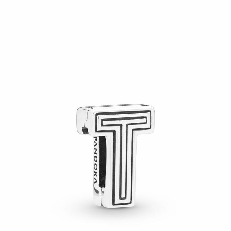 Talismane Pandora Reflexions™ Litera T Clip Argint (nI5bHQGE)